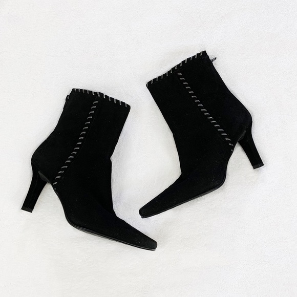 Stuart Weitzman Shoes - Stuart Weitzman Black Suede Ankle Boots Stitch